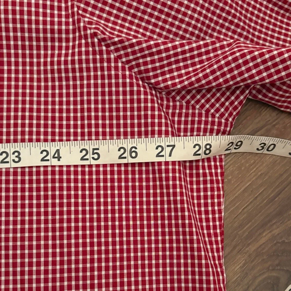 Club Room Red Maroon Gingham Dress Shirt - Picture 6 of 11